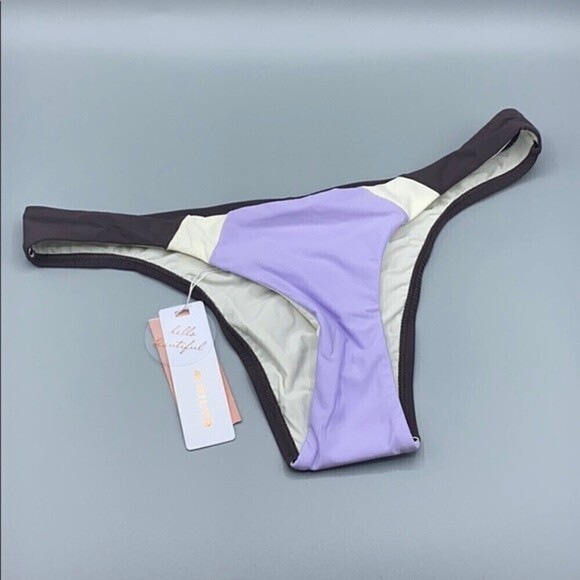 PILYQ Lavender Color Block Teeny Bikini Bottoms Women's Size Medium - Picture 1 of 7
